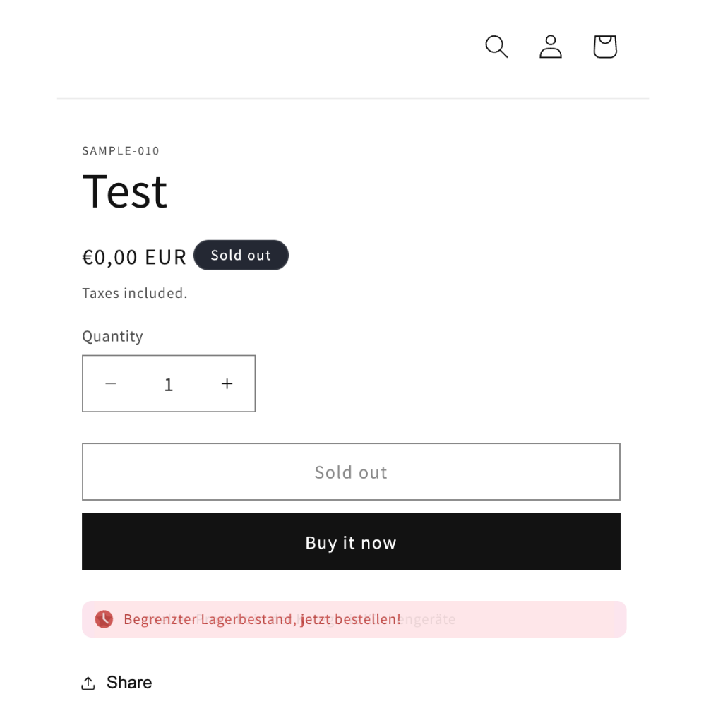 Badge Besteller begrenzter Bestand animiert