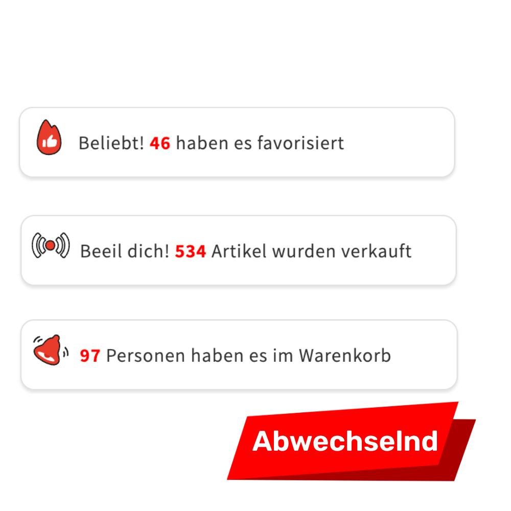 FOMO Warenkörbe/Verkauft/Favorisiert - Urgency Red