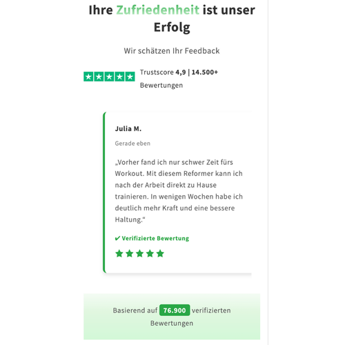 Trustpilot Bewertungskarten Slider
