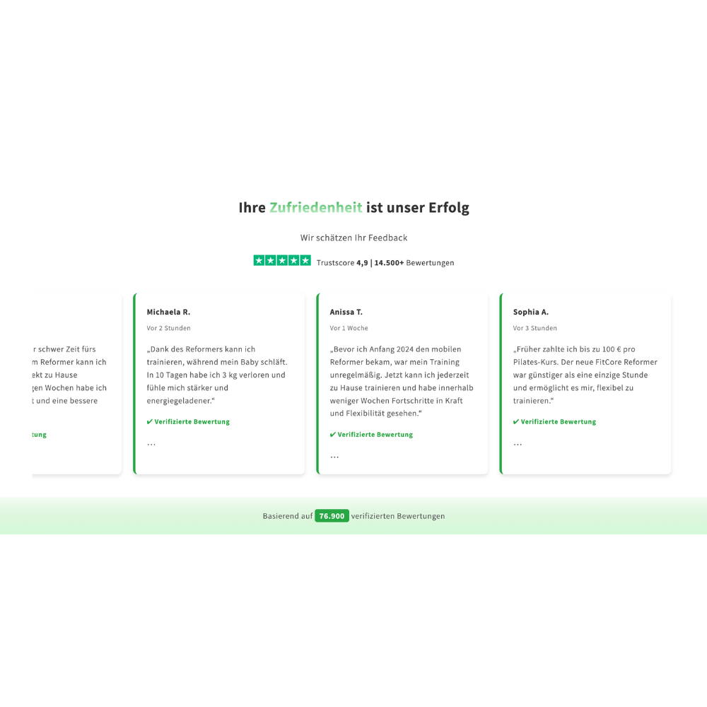 Trustpilot Bewertungskarten Slider