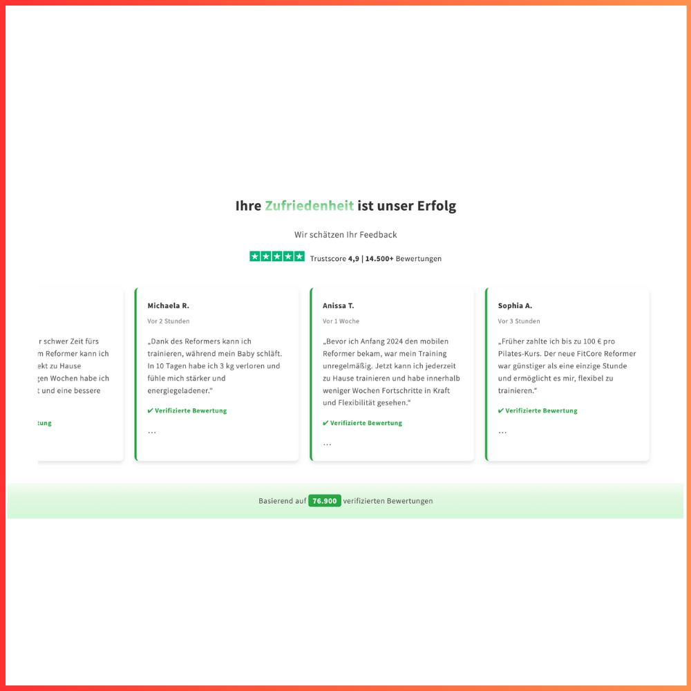 Trustpilot Bewertungskarten Slider