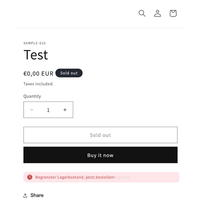 Badge Besteller begrenzter Bestand animiert