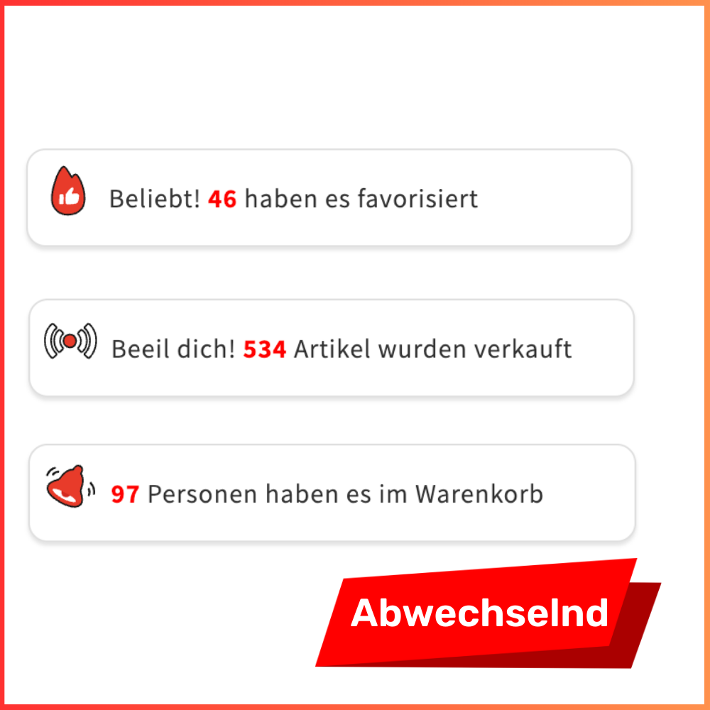 FOMO Warenkörbe/Verkauft/Favorisiert - Urgency Red