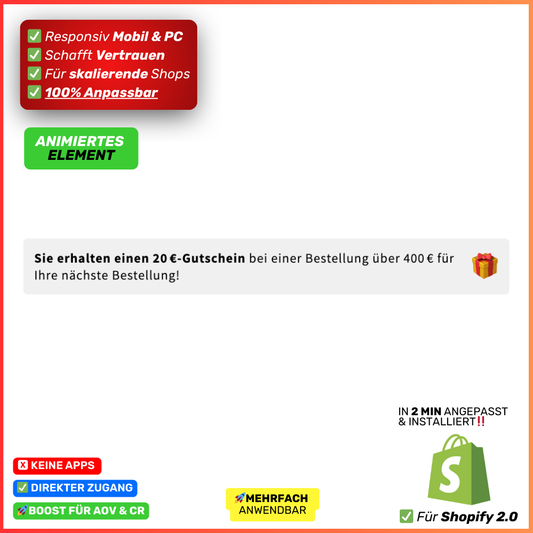 Rabatt Gutschein bei Kauf - animiert