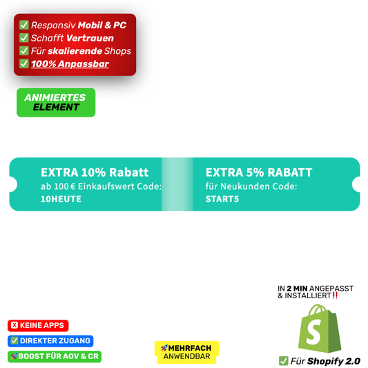 Rabatt Ticket horizontal - animiert