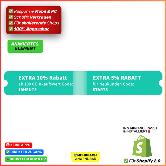 Rabatt Ticket horizontal - animiert