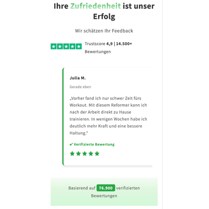 Trustpilot Bewertungskarten Slider