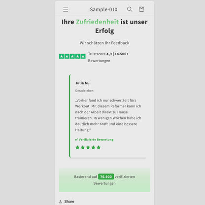 Trustpilot Bewertungskarten Slider